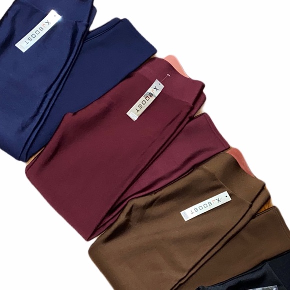 Shiny Think Burgundy Warm Fleece Leggings - Picture 5 of 7